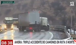 IMPACTANTE: Periodista registra EN VIVO un Terrible accidente de tránsito de dos gandolas en Chile (VIDEO)