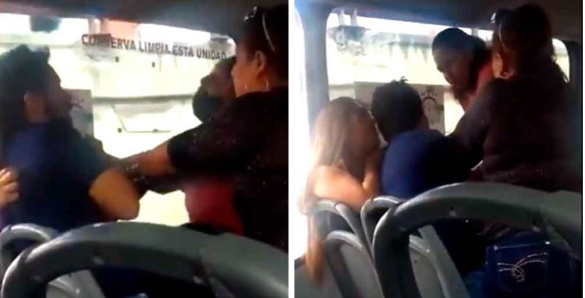 VIRAL: Su exesposa y suegra lo golpearon tras descubrir su infidelidad en pleno autobús en México (Video)