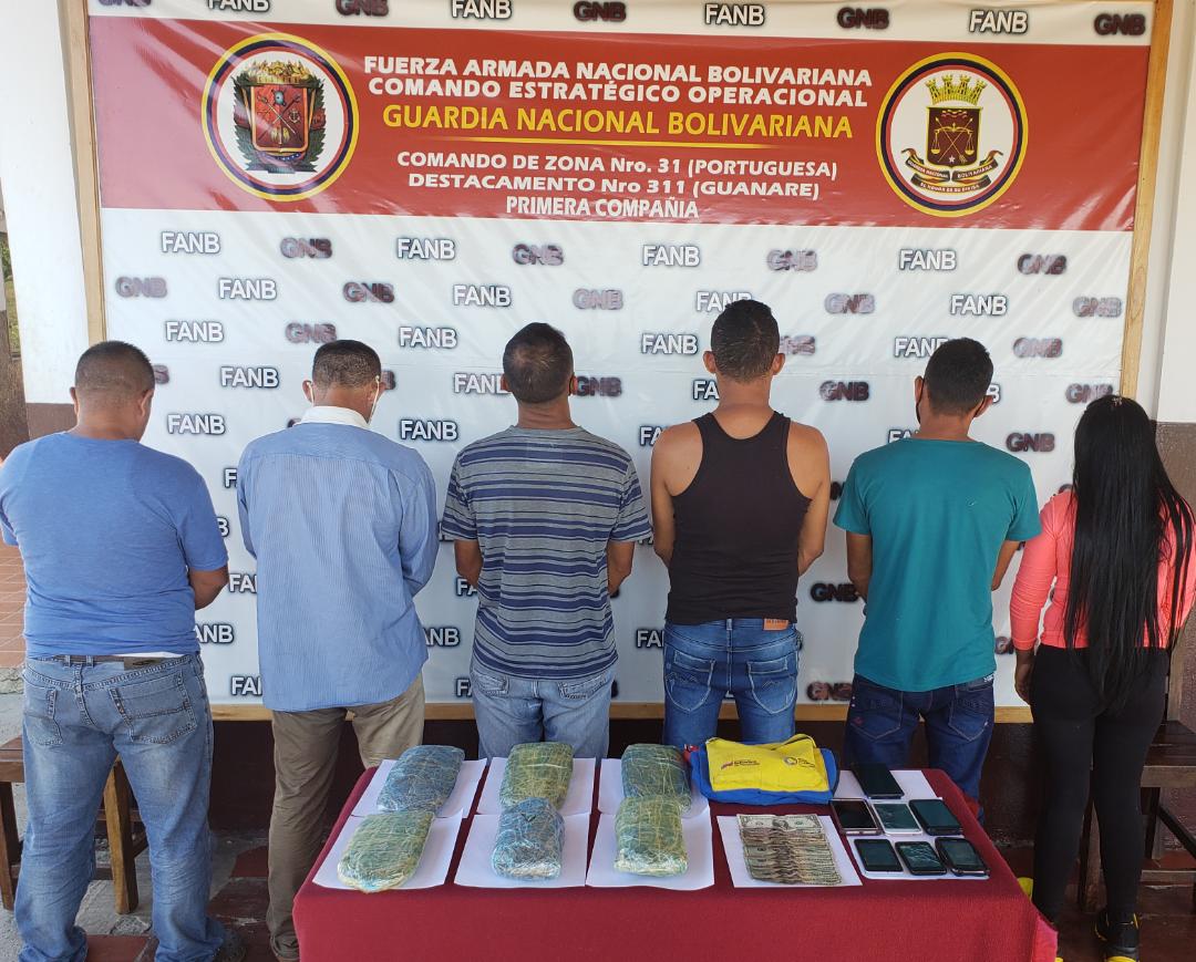 Detienen en Portuguesa a seis sujetos por presunto tráfico de drogas