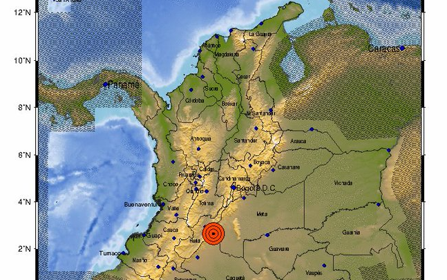 Reportaron sismo de magnitud 5.1 en Huila, Colombia
