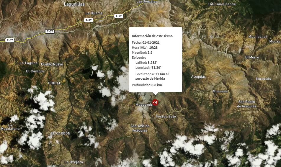 Sismo de 2,9 de magnitud se registró al suroeste de Mérida
