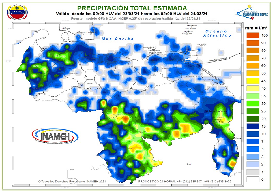 El estado del tiempo en Venezuela este martes #23Mar, según el Inameh