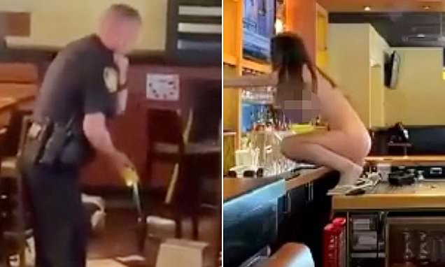 ¡De locos! Una mujer desnuda destruyó un bar en Florida (VIDEO)