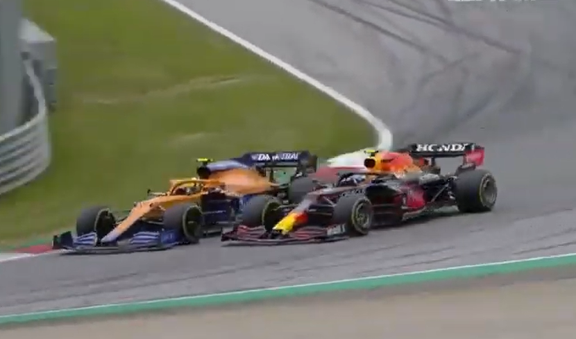 El toque entre Lando Norris y Checo Pérez, que generó la polémica en el GP de Austria de Fórmula 1 (VIDEO)