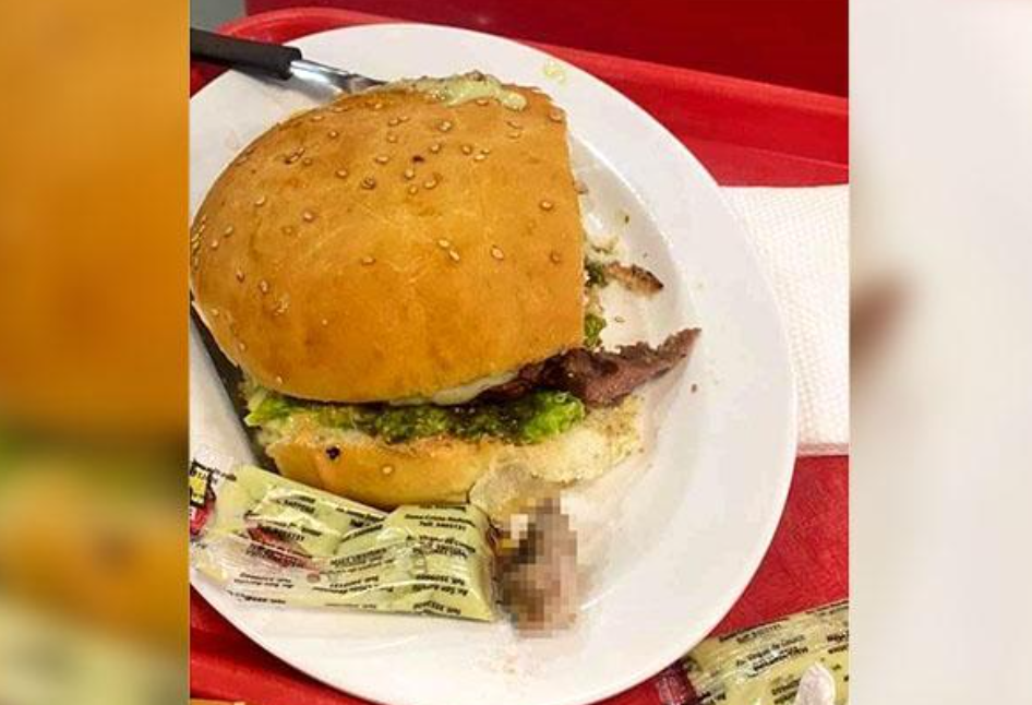 Pidió una hamburguesa y se llevó el susto de su vida al encontrarse un dedo humano