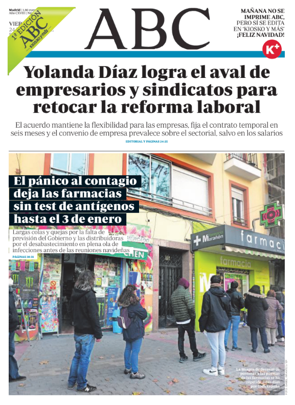 Portadas de la prensa internacional de este viernes 24 de diciembre de 2021