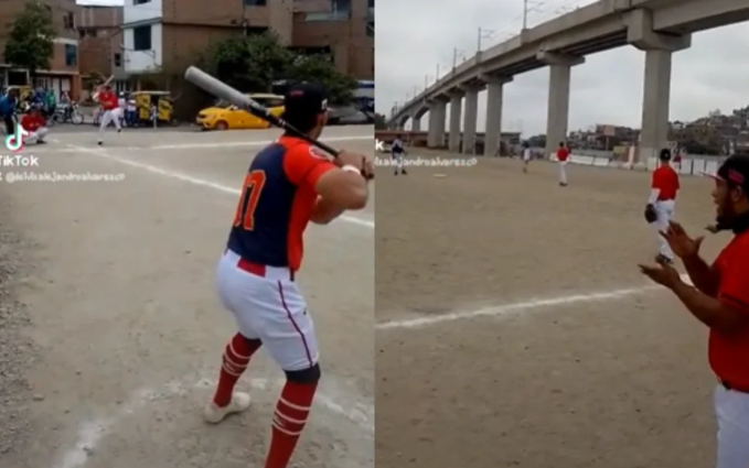Venezolanos en Perú sorprenden a vecinos practicando softbol en las calles (Video)