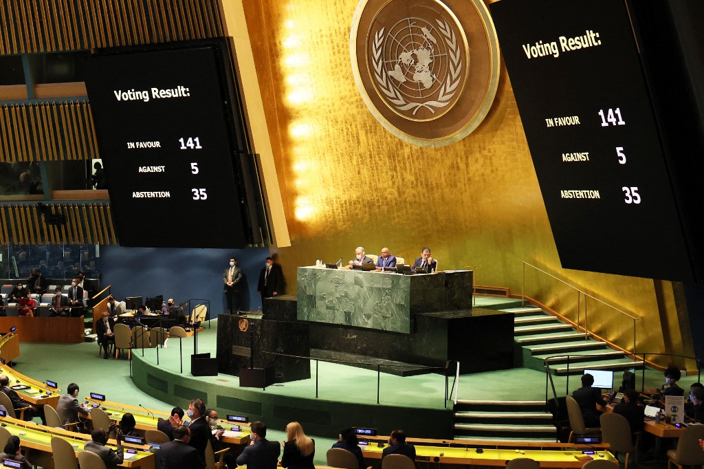 Aplastante mayoría en Asamblea General de la ONU deploró la invasión rusa en Ucrania