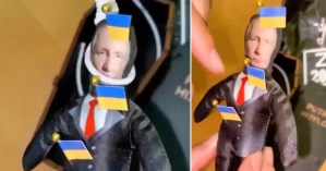 Con soga, alfileres y  un ataúd, venden en Kiev la versión de Putin en muñeco vudú (VIDEO)