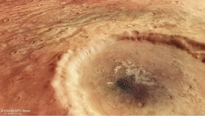 La espeluznante imagen que llega de Marte: un cráter similar a un ojo enorme