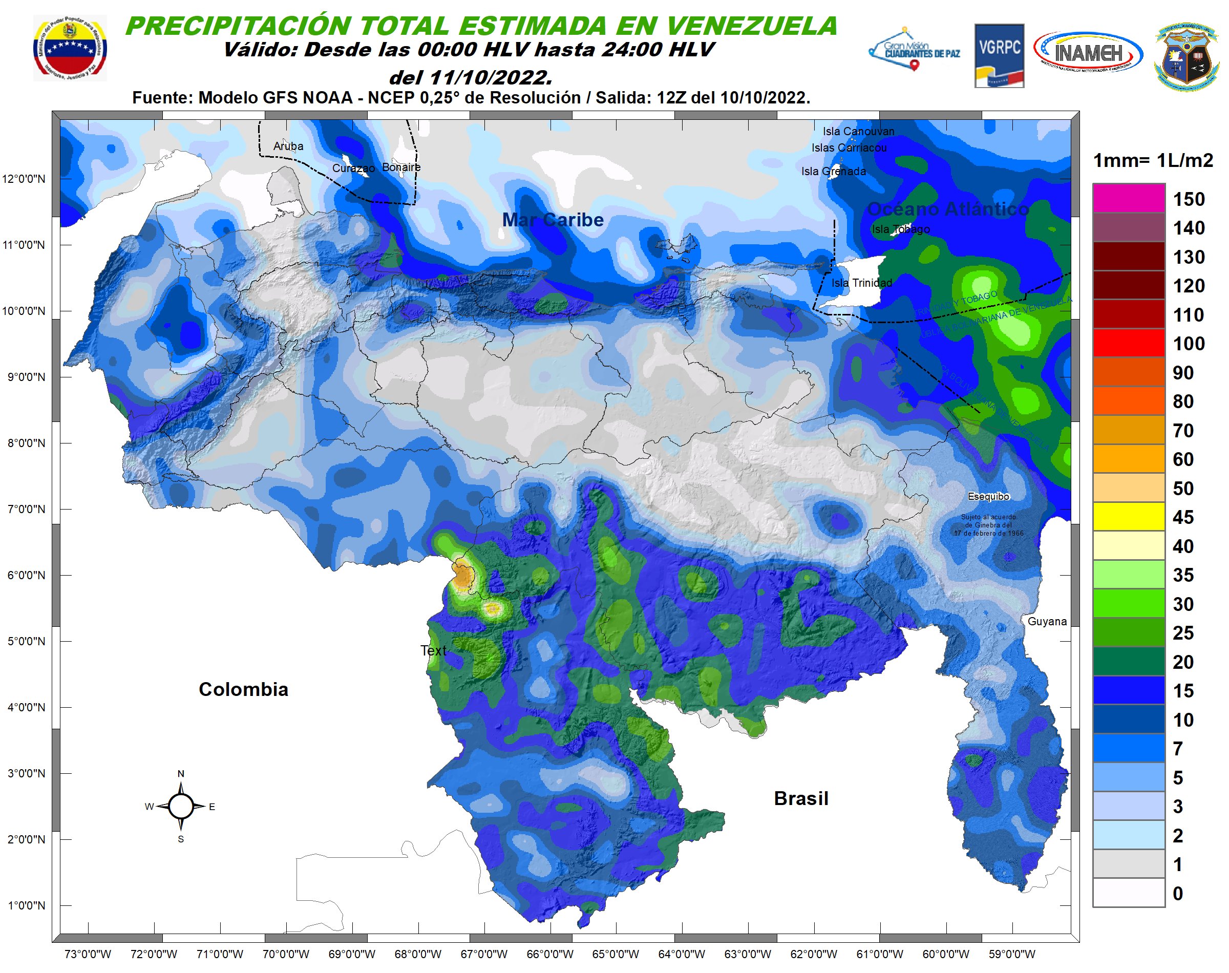 Inameh pronosticó nubosidad, lluvias y chubascos en varios estados de Venezuela #11Oct