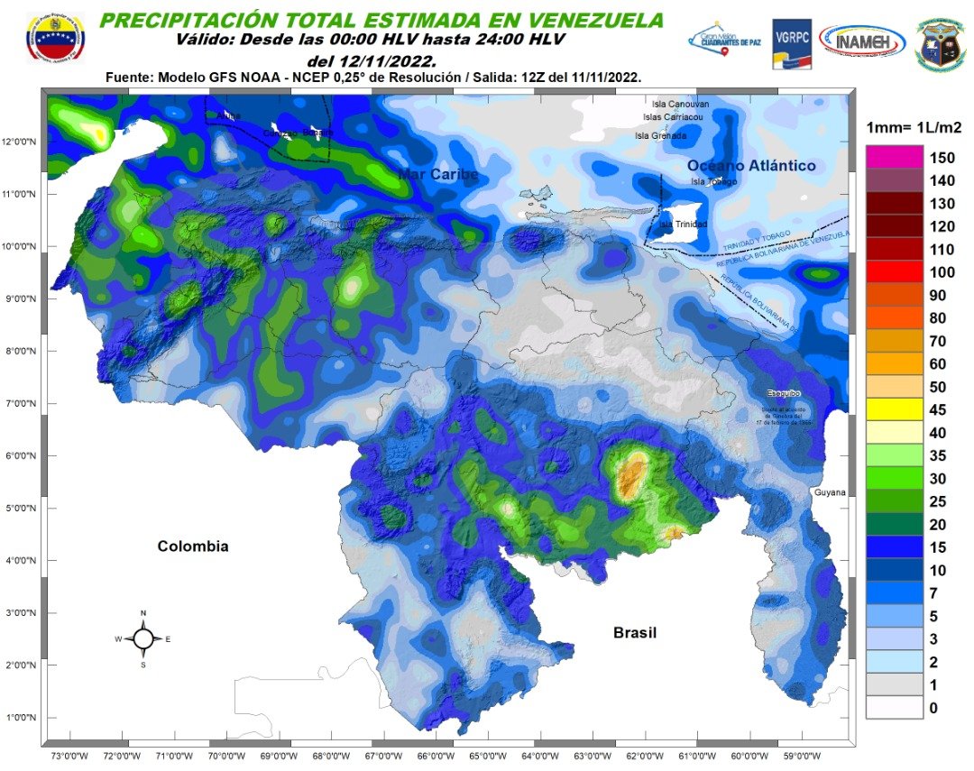 Inameh prevé lluvias y chubascos debido al paso de la onda tropical 51 por Venezuela #12Nov