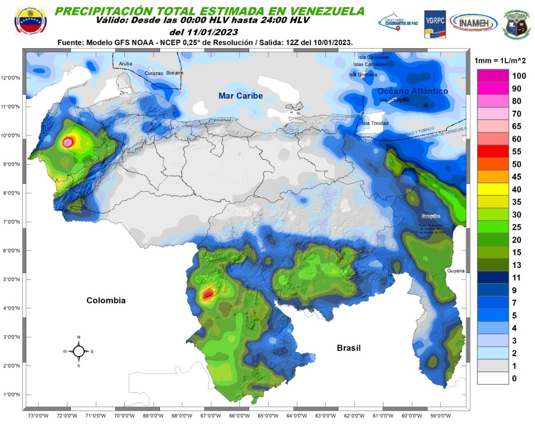 Inameh prevé lluvias con actividad eléctrica en algunas regiones de Venezuela este #11Ene