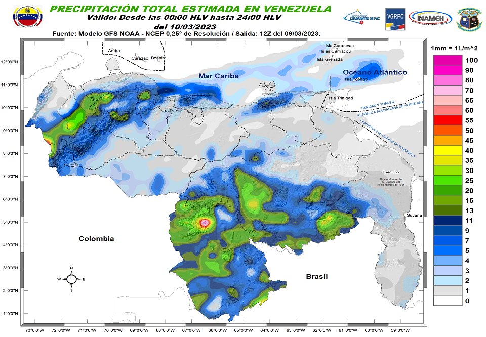 Inameh prevé nubosidad y lloviznas en algunas áreas de Venezuela este #10Mar