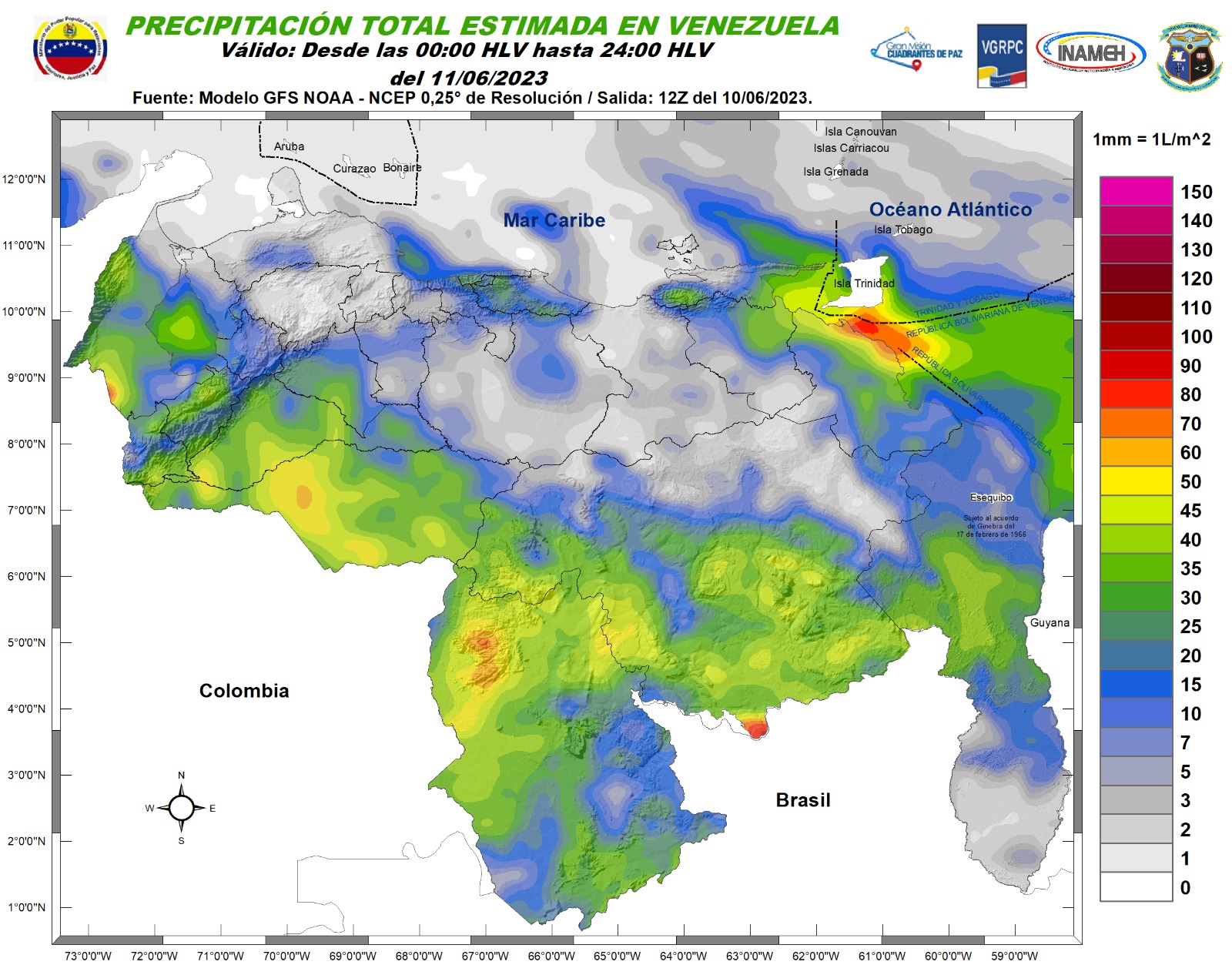 Inameh prevé fuertes lluvias y descargas eléctricas en varios estados de Venezuela este #11Jun
