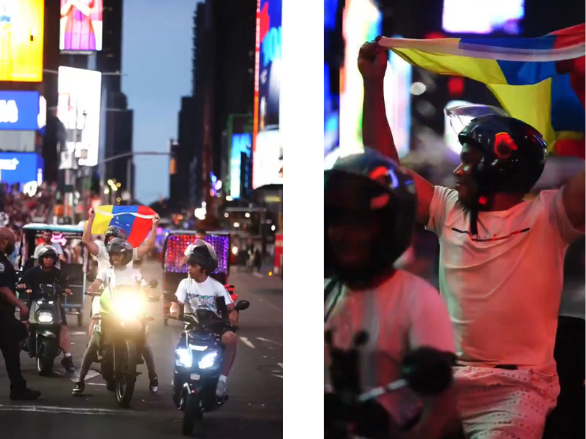 Caravana de venezolanos invade Times Square tras triunfo de la Vinotinto (Video)